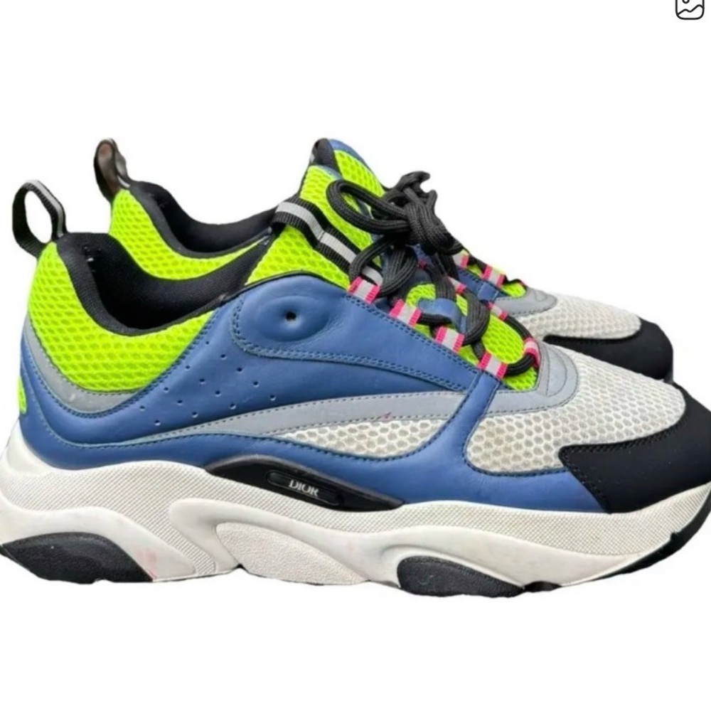 Christian Dior B22 Sneakers – Size 43 – Neon Yellow/Navy – Made in Italy